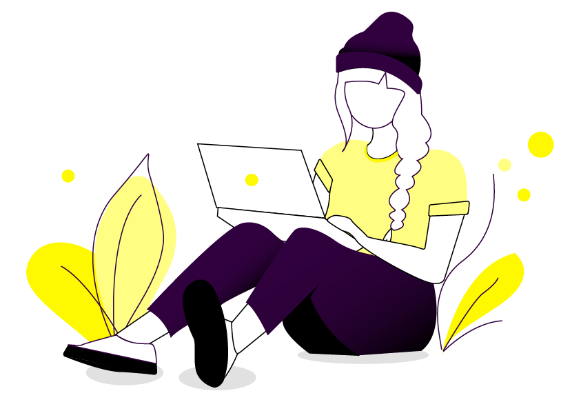 Web-Bastlerin sitzend mit Laptop